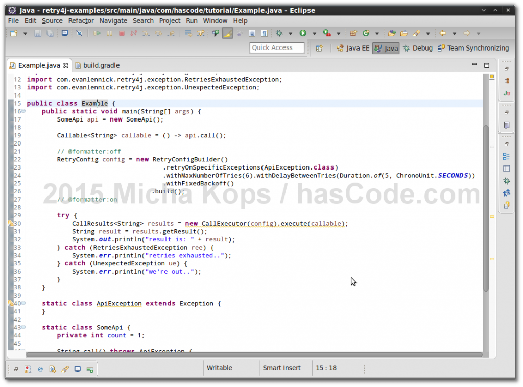 Java retry4j examples src main java com hascode tutorial Example.java Eclipse  001 1024x758