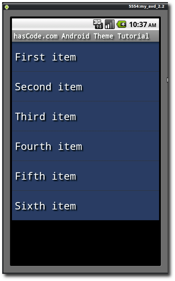 app with theme applied
