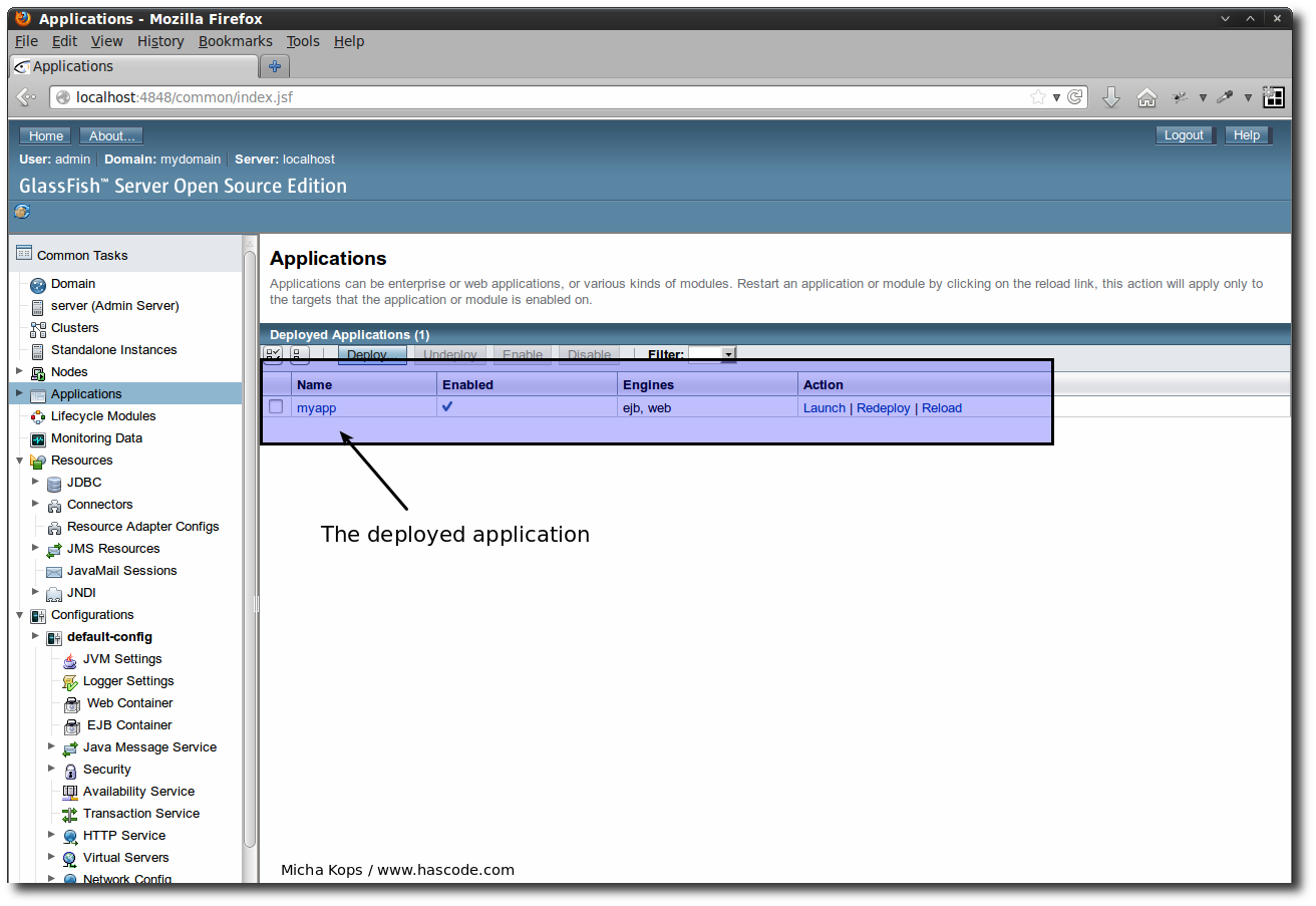application deployed on glassfish