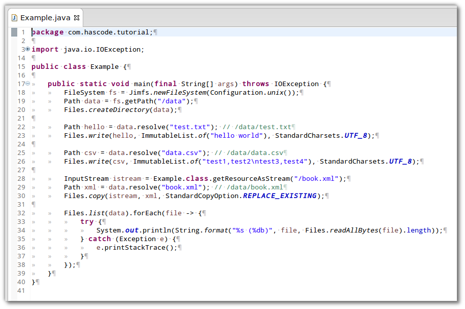creating inmemory filesystem with jimfs