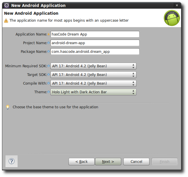 eclipse new android app