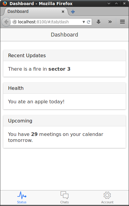 sample app in the browser