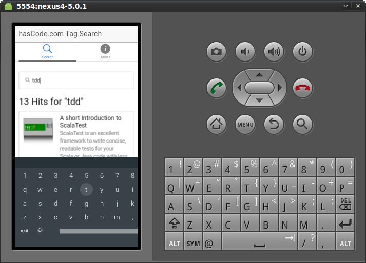 search view in android emulator
